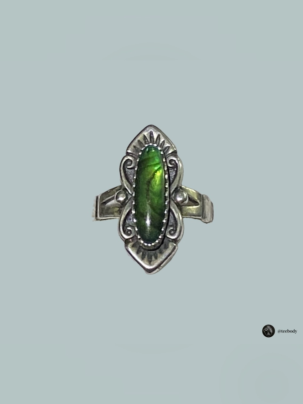 VTG WM Co Sterling Silver Green Paua Shell Navajo Style Ring NWT